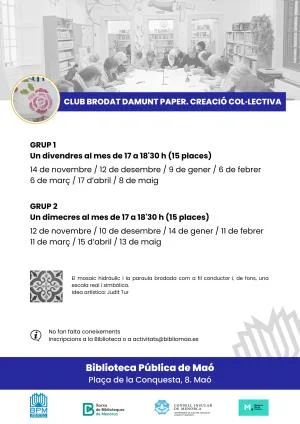 Club brodat damunt paper