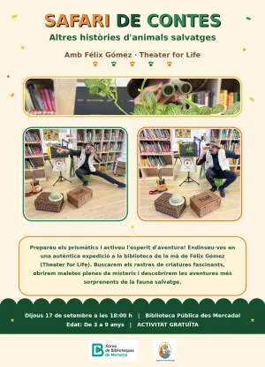 Contacontes "Safari de contes: altres històries d'animals salvatges" amb Félix Gómez de Theater For Life