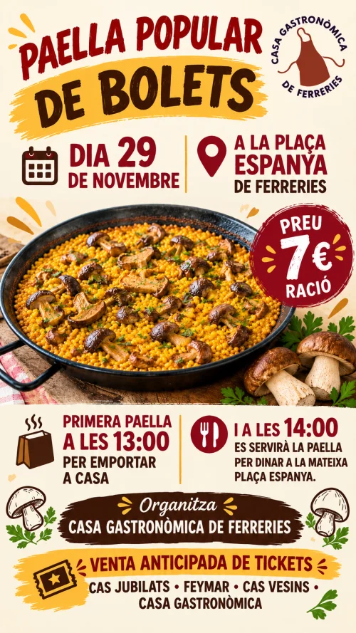 Paella popular amb bolets