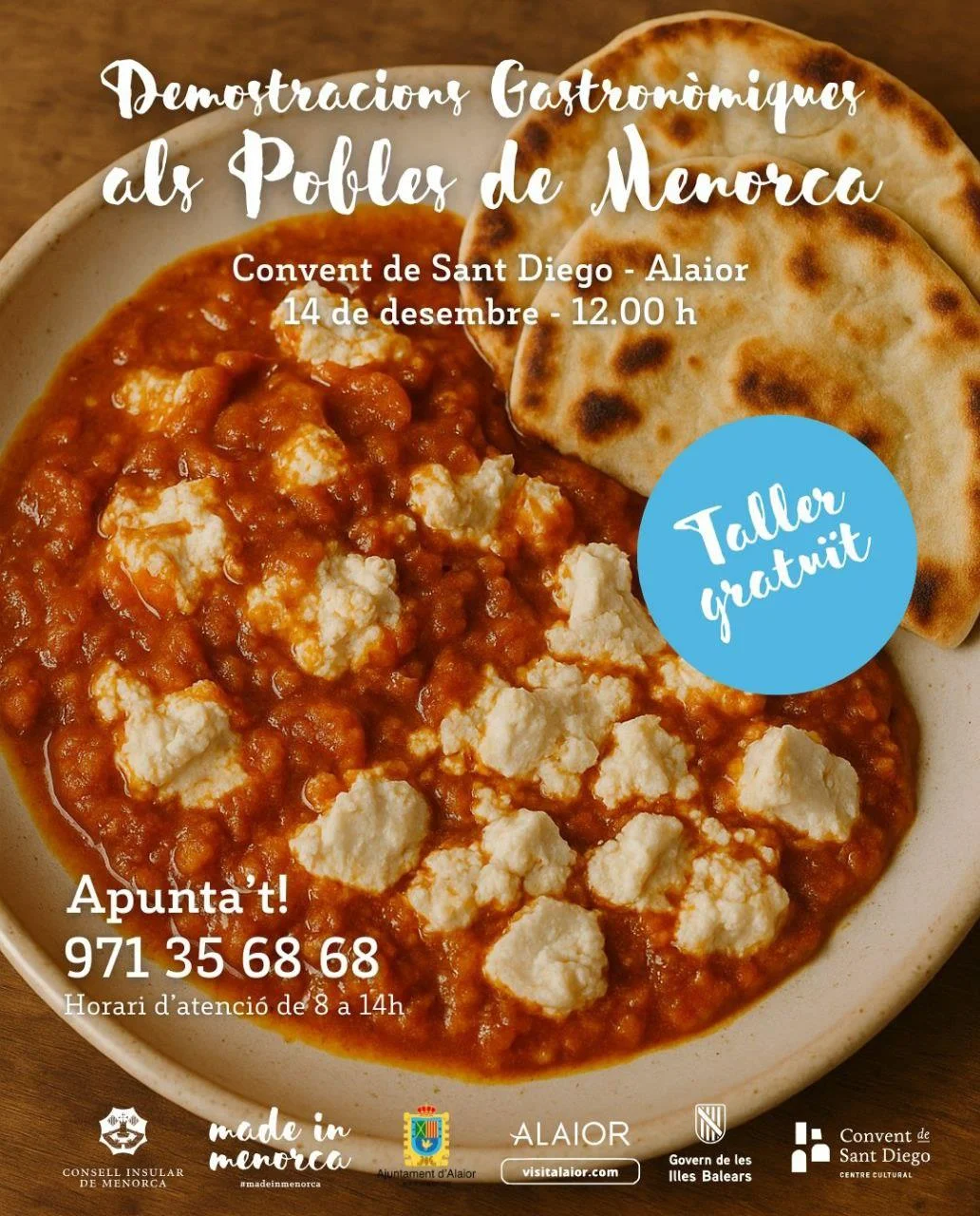 Demostraciones Gastronómicas en los Pueblos de Menorca: Taller en el Convento de Sant Diego