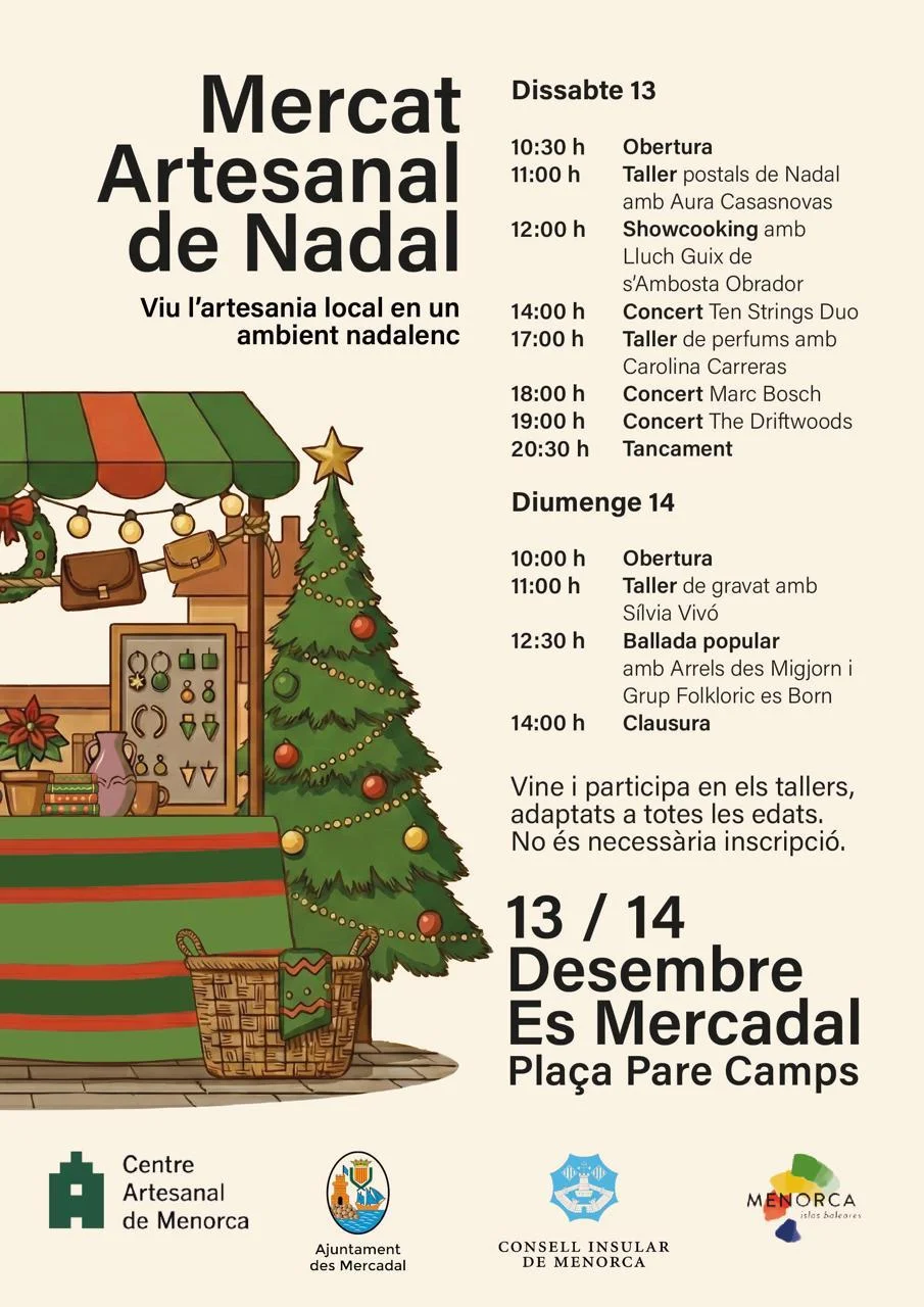 Mercado Artesanal de Navidad en Es Mercadal: tradición, talleres y música en vivo