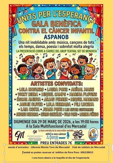 «Units per l’Esperança»: Gala Benéfica contra el Cáncer Infantil