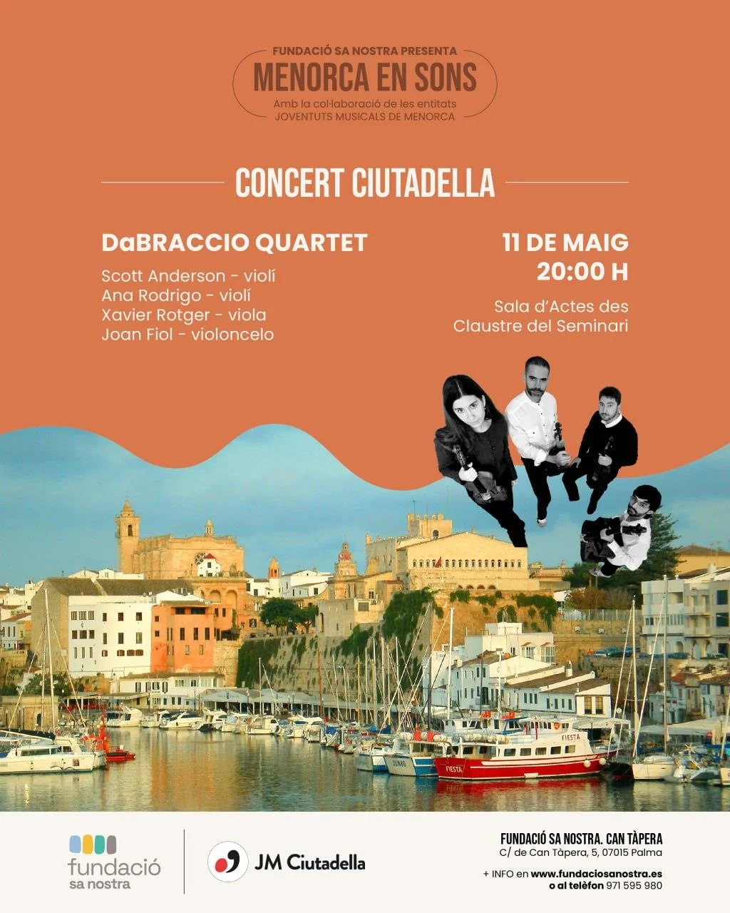 DaBRACCIO QUARTET en concierto: El ciclo 'Menorca en Sons' llega a Ciutadella