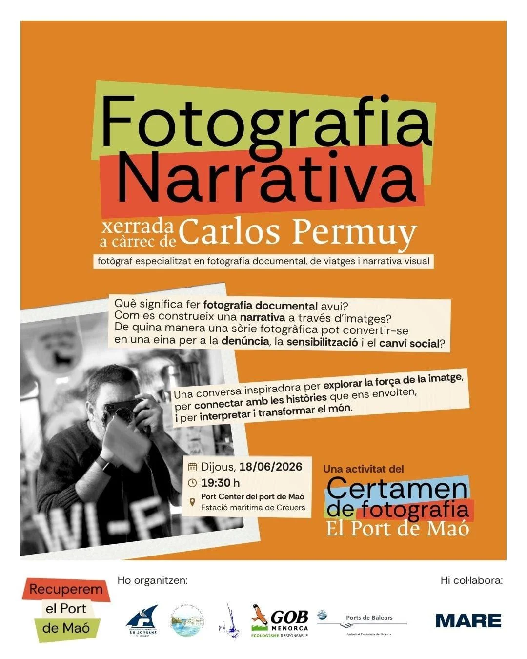 Charla de fotografia narrativa en el puerta de Maó