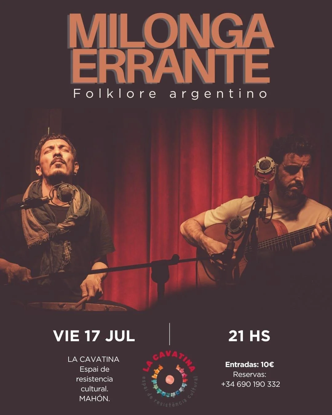Concierto de Milonga Errante. + taller de folklore argentino