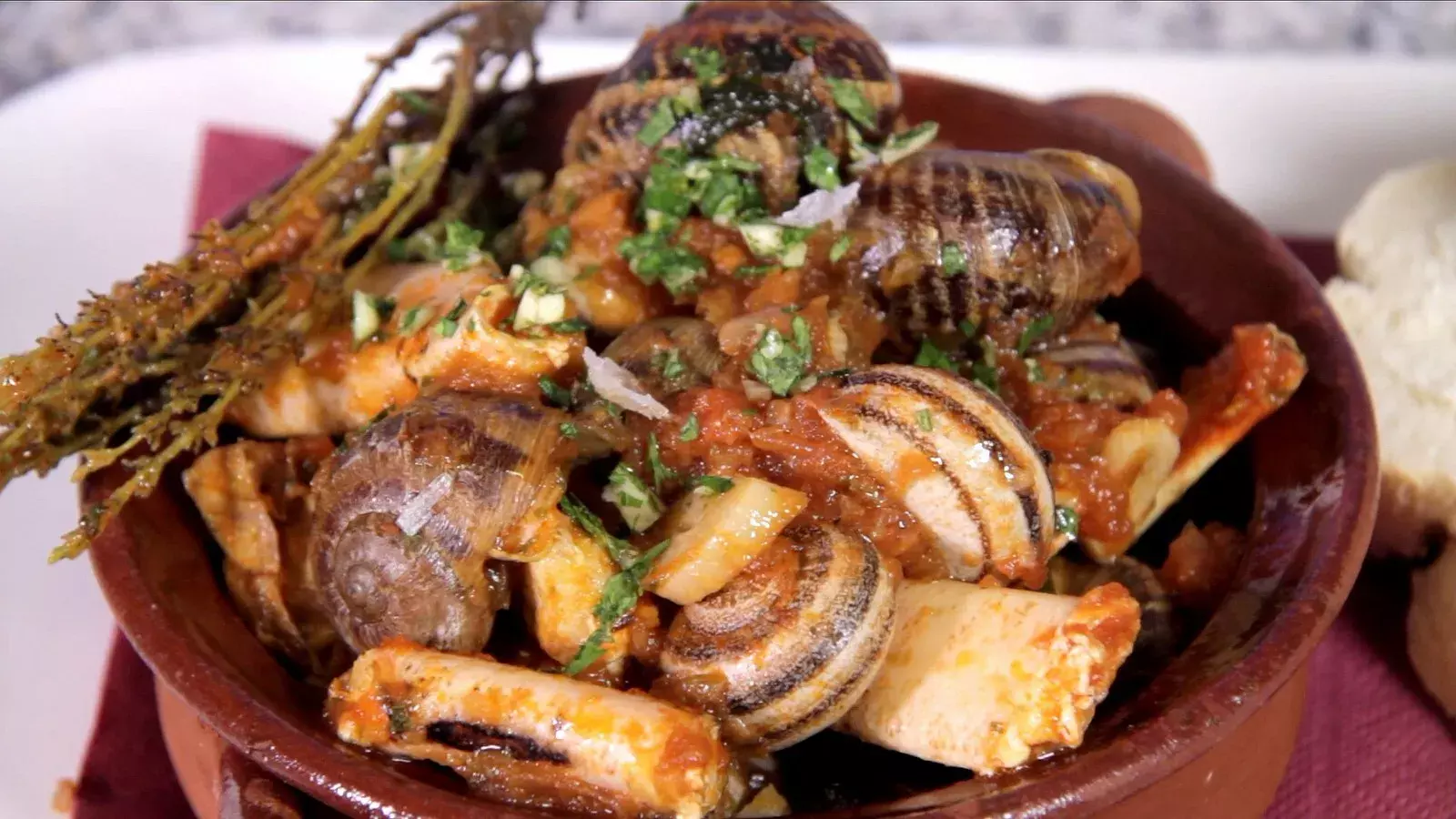 Snails with crab